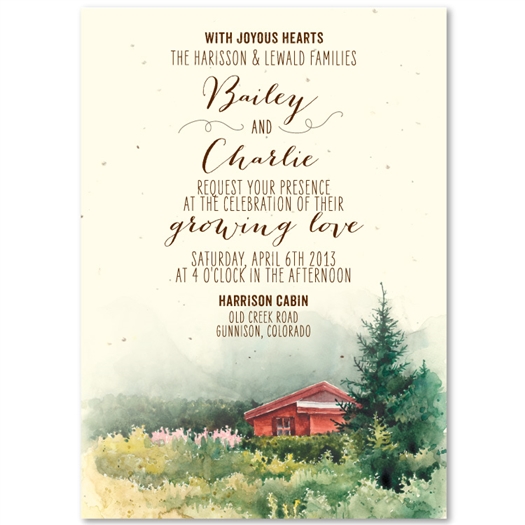 Mountain Cabin Wedding Invitations | Cabin in the Mountains in Colorado