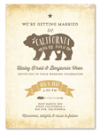 Californian Bear Wedding Invitations on vintage 100% recycled paper