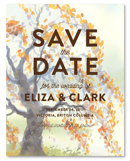 Fall Tree Wedding Save the Date | Fall Oak