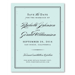 elegant Save the Date Cards on Tiffany blue seeded paper | Forever Eco-Chic