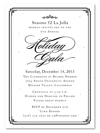 Unique Gala Invitations on plantable paper ~ Elegant Night by Green Business Print