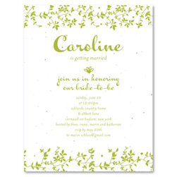 Garden Bridal Shower Invitations on seeded paper | Green Vines