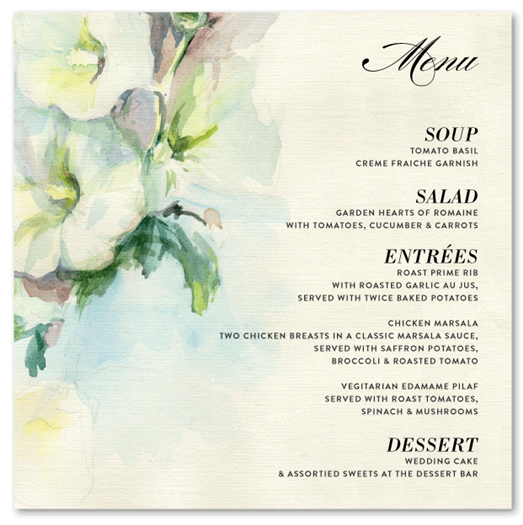 Bloom Wedding Menus | Gorgeous Blooms