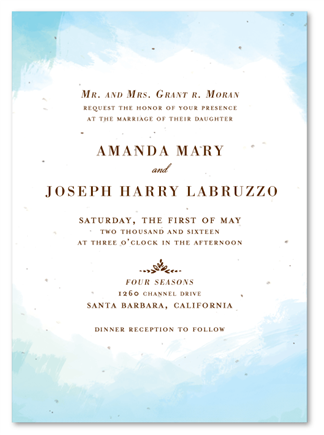 Watercolor Wedding Invitations on white seeded paper - In the Clouds