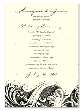 Rustic Wedding Programs on Cream seeded Paper