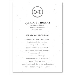 Classic Monogram Wedding Programs on White seeded Paper