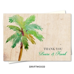 Palm Tree Thank you cards | Paradise Island on Driftwood paper by ForeverFiances Weddings