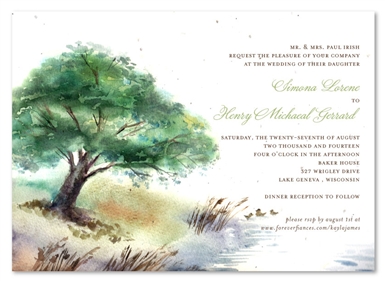 Lake Wedding Invitations on seeded paper