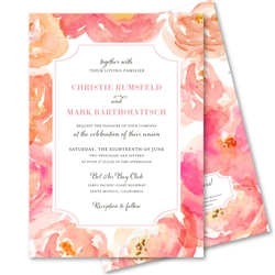 Pink Orange Peonies Wedding Invitations on plantable paper | Peony Heaven