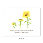 Sunflower Business thank you cards | Sunflower Growth on white seeded paper