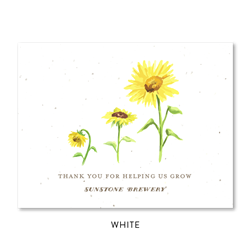 Sunflower Business thank you cards | Sunflower Growth on white seeded paper