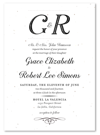 Unique Wedding Invitations - Tailored Initials (monogram)