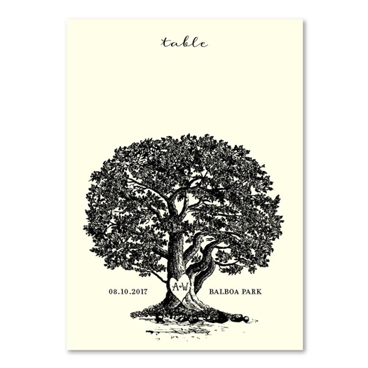 Oak Tree Table Cards | Vieux Oak classic on premium cream ecru paper