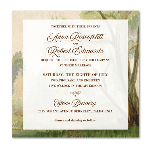 Willow Tree Wedding Invitations on square format | Willow Stories from America