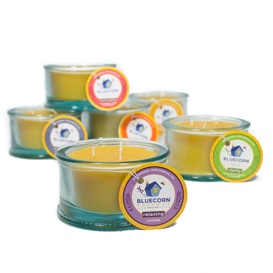 100% Recycled Spanish Glass Aromatherapy Beeswax Candle