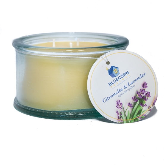 Citronella-Lavender Spanish 3 Wick Candle - 100% Recycled Glass