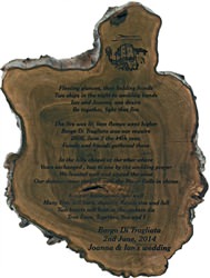 Bog wood plaque engraved for Christening