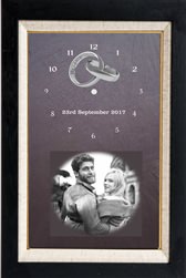 Natural slate wedding clock with image of couple