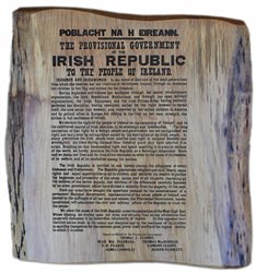 1916 Irish Proclamation engraved on wood