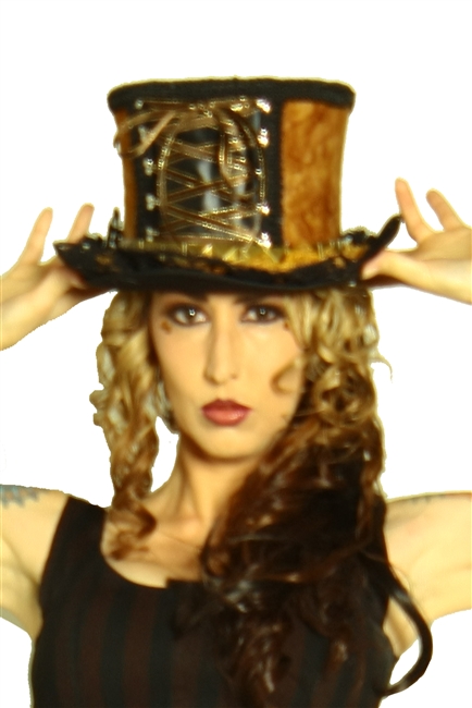 BIG TOP HAT LIGHT BROWN All Hilary's Vanity Hats are hand made by Hilary shipping can take up to 2 weeks depending of if we have to make a new one or if it is in stock.