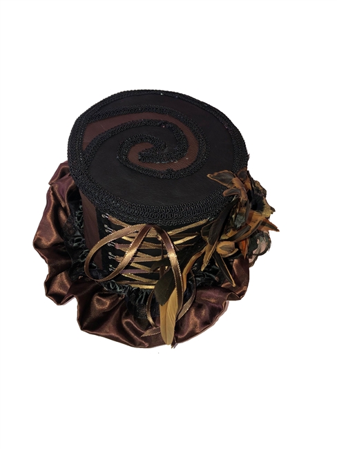 BIG TOP HAT Dark Brown Leather Swirl