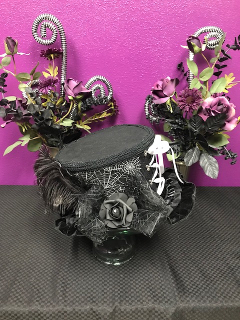 BIG TOP HAT SPIDERWEB All Hilary's Vanity Hats are hand made by Hilary shipping can take up to 2 weeks depending of if we have to make a new one or if it is in stock.