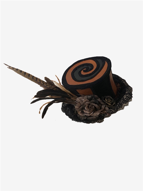 Big Top Hat Light Brown and Black Leather Swirl