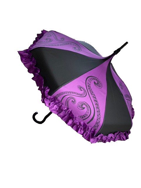 DELUXE-TENTACLES-You poor unfortunate soul, why donâ€™t you have this beautiful TENTACLES Umbrella yet? It features a Ruffle and hook-style handle.