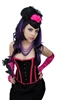 Karen Corset - This Black and Pink PVC Corset Features Back lacing, Front busk closures, a privacy panel, and has steel boning. Available in sizes16â€-42â€