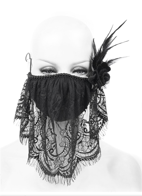 LACE WITH REMOVABLE ROSE FLOWER FACE MASK