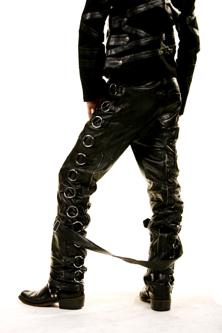 Sir Pants Leather are Fully Lined PVC with Buckles down both sides. These pant are done
in our Black Leather and have Back Pockets with 100% Polyester Lining.