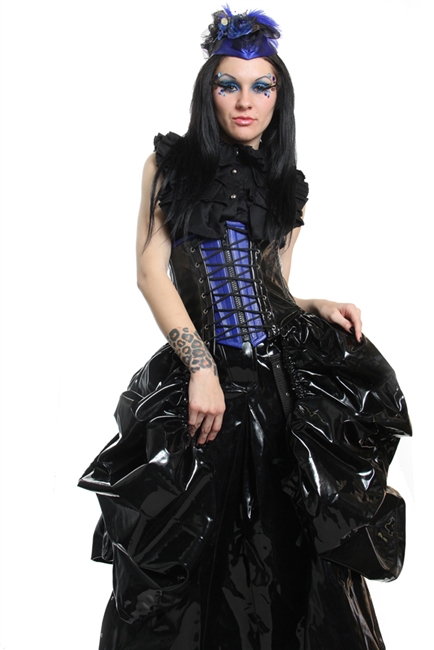 Topping  Black PVC-The Topping is made to go on top of a waist cincher or corset. Hilary has out done herself, The Topping features 360 degrees of cinching for all of your bustle needs.