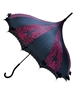 UMBRELLA BURGUNDY OCTOPUS DAMASK . It has lace and bow details with a hook-style handle.