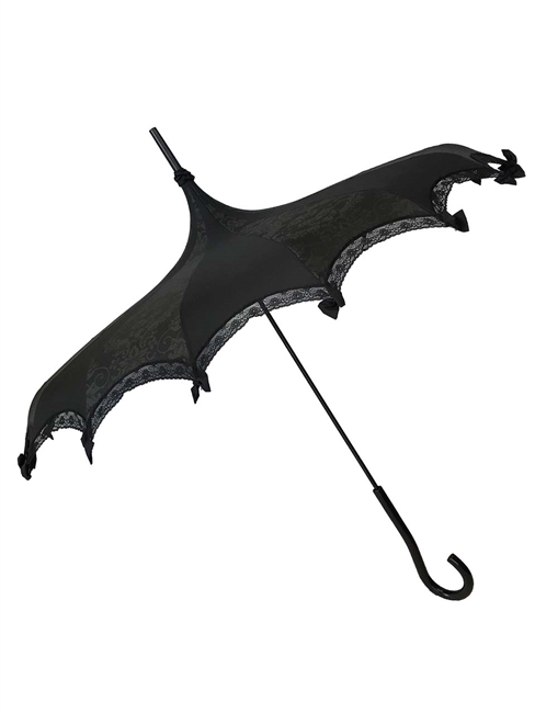 Hilary's Vanity UMBRELLA Bat Damask Black and Black