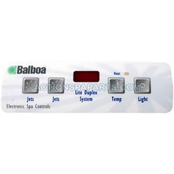 Control Panel, Balboa, Overlay, Lite Duplex Panel LCD ( 2 Pumps, No Blower, Light)