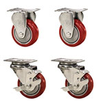 3-1/2" Toolbox Caster set with Red Polyurethane Tread