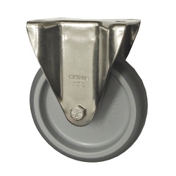 Blickle Stainless Steel Metric Rigid Caster with Top Plate and Rubber Wheel