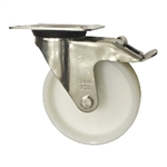 Stainless Steel Metric Swivel Caster with Top Plate, Nylon Wheel and Brake