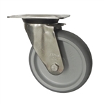 Stainless Steel Metric Swivel Caster with Top Plate and Rubber Wheel