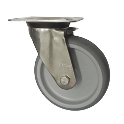 Stainless Steel Metric Swivel Caster with Top Plate and Rubber Wheel
