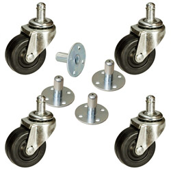 2" Amp Casters with Sockets - Soft Rubber Wheel for Amplifiers Set of 4