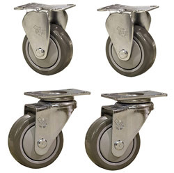 3-1/2" caster set with polyurethane wheels