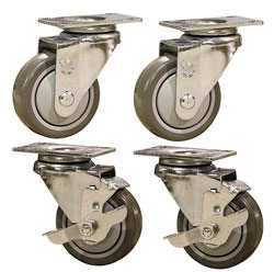 3-1/2" caster set with polyurethane wheels