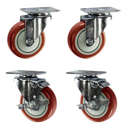 4" caster set with polyurethane wheels