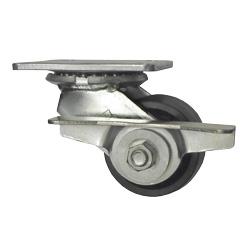 3-1/4 Inch Heavy Low Profile Swivel Caster with Brake Glass Filled Nylon Wheel