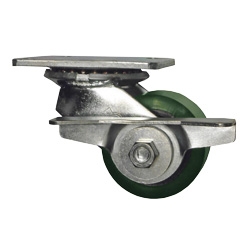 3-1/4 Inch Low Profile Swivel Caster with Polyurethane Tread Wheel, Ball Bearings, and Brake