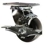 4 Inch Swivel Caster with Polyolefin Wheel, Ball Bearings and Brake