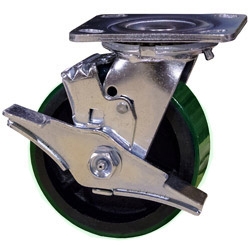 4 Inch Swivel Caster with Polyurethane Tread Wheel - Brake