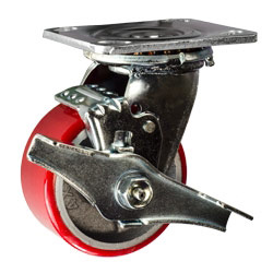 4 Inch Swivel Caster with Polyurethane Tread Wheel - Brake