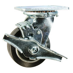 4 Inch Swivel Caster with Rubber Tread on Aluminum Core Wheel and Brake
